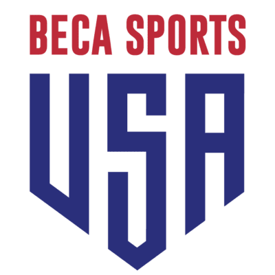 Logo de Beca Sports USA, rojo y azul